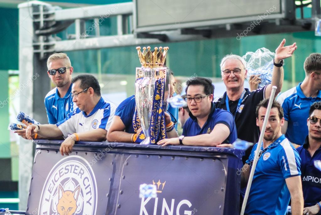 BANGKOK THAILAND - MAY : The victory parade of an English Football Club Leicester City, the champion of the 2015 - 2016 English Premier League, is held in Bangkok, Thailand on May 19, 2016.