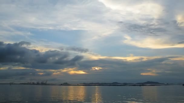 Caducidad Tiempo Del Paisaje Marino Con Cielo Del Atardecer Zoom — Vídeo de stock