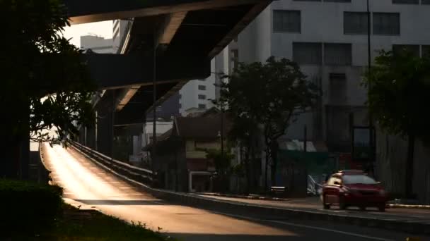 Zaman atlamalı sabah trafik köprüsünde, Bangkok, Tayland — Stok video