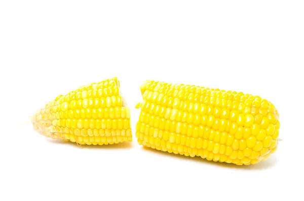 Főtt kukorica, elszigetelt fehér — Stock Fotó
