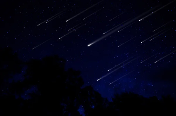 Chuva de meteoros na ilustração do céu noturno Fotos De Bancos De Imagens