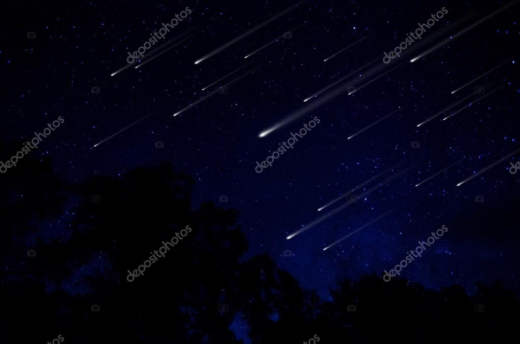 Lluvia de meteoritos en el cielo nocturno ilustración 2025