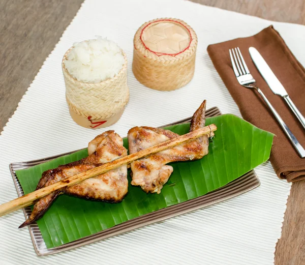 Roasting chicken with sticky rice — Stock Photo, Image
