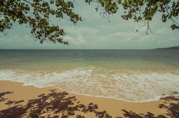 Хороший пляж с морским фоном в винтажном цвете — стоковое фото