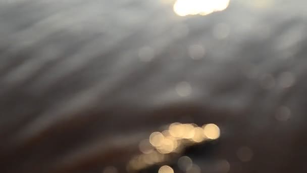 Borroso de Surf en la playa con luz del atardecer — Vídeos de Stock