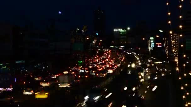 Zaman atlamalı Sriracha, Chonburi, Tayland gece trafik — Stok video