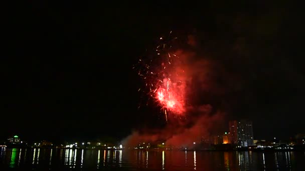 Fuochi d'artificio vacanza accanto al mare — Video Stock