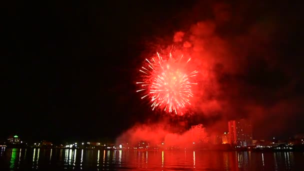 Fogos de artifício ao lado do mar — Vídeo de Stock