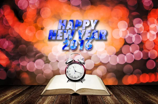 Tiempo para estudiar el concepto, Feliz año nuevo 2016 texto con libro y un — Foto de Stock