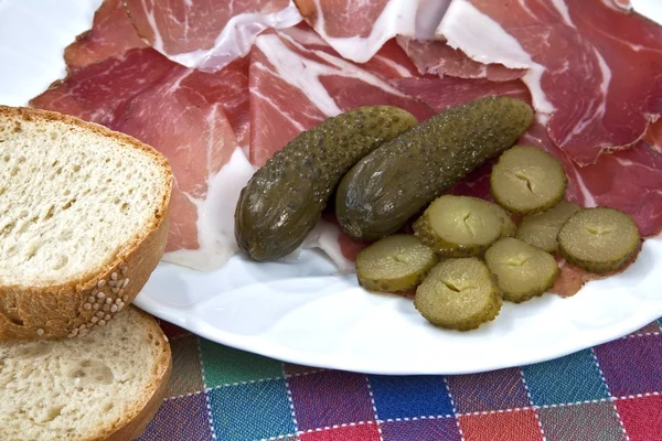 Bread and bacon — Stock Photo, Image