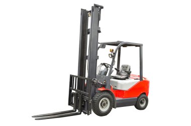 Beyaz bir arka plan üzerinde izole forklift