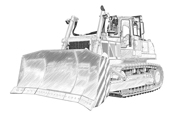 Desenho Bulldozer Isolado Fundo Branco Fotos De Bancos De Imagens Sem Royalties