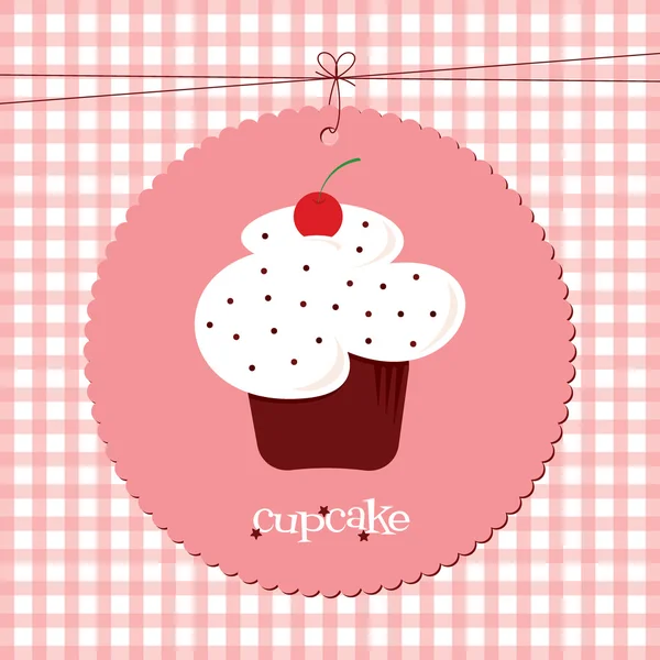 Cherry Cupcake with Sprinkles — Stock Vector
