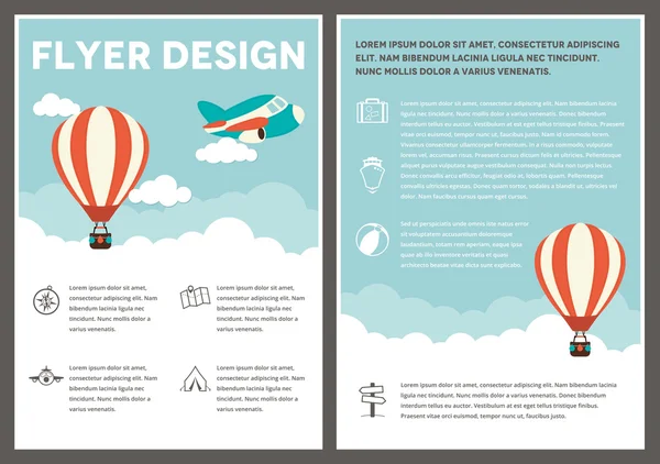 뜨거운 공기 풍선 전단 템플릿 디자인 — 스톡 벡터