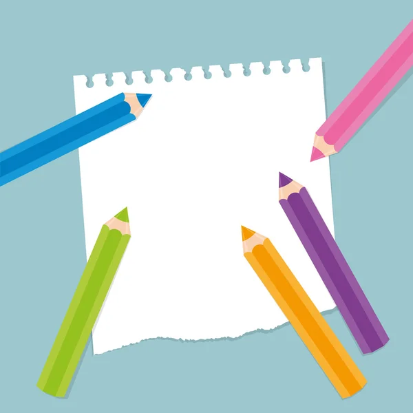 Χρωματιστά μολύβια σε χαρτί — Διανυσματικό Αρχείο