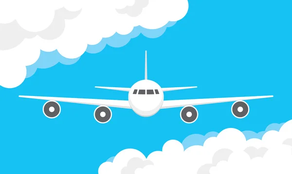 Airplane in a cloudy sky — Stock Vector