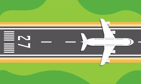 Airplane on a runway — Stock Vector