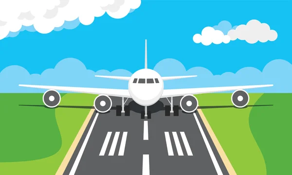Avion sur une piste d'aéroport — Image vectorielle