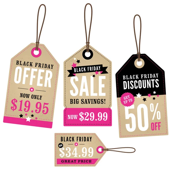 Black Friday étiquettes de détail — Image vectorielle