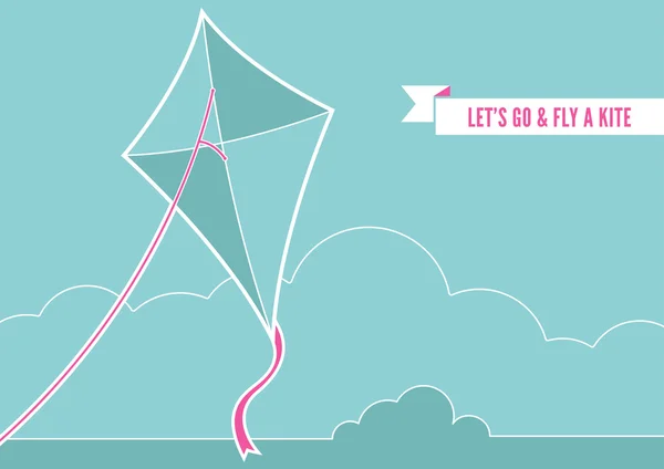 Kite och moln — Stock vektor