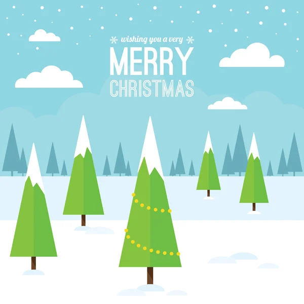 Zimní scény s vánoční stromeček — Stockový vektor