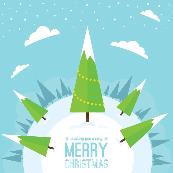 Winter Scene with Christmas Tree — Stock Vector