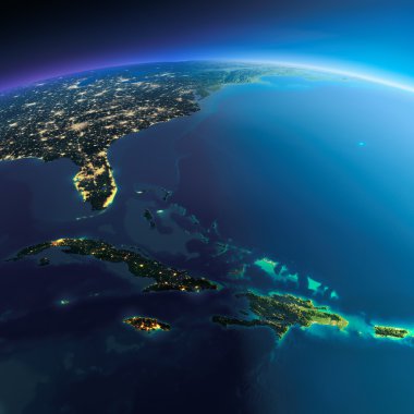 Detailed Earth. Caribbean islands clipart