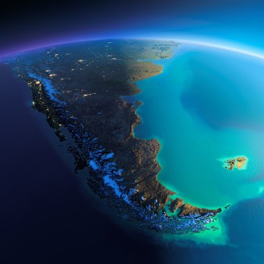 Detailed Earth. South America. Tierra del Fuego clipart