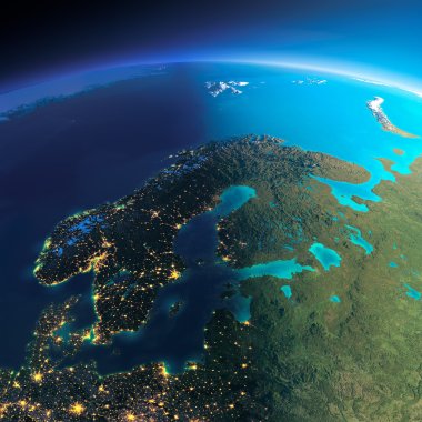 Detailed Earth. Europe. Scandinavia clipart