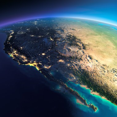 Detaylı toprak. Gulf of California, Meksika ve Batı ABD.