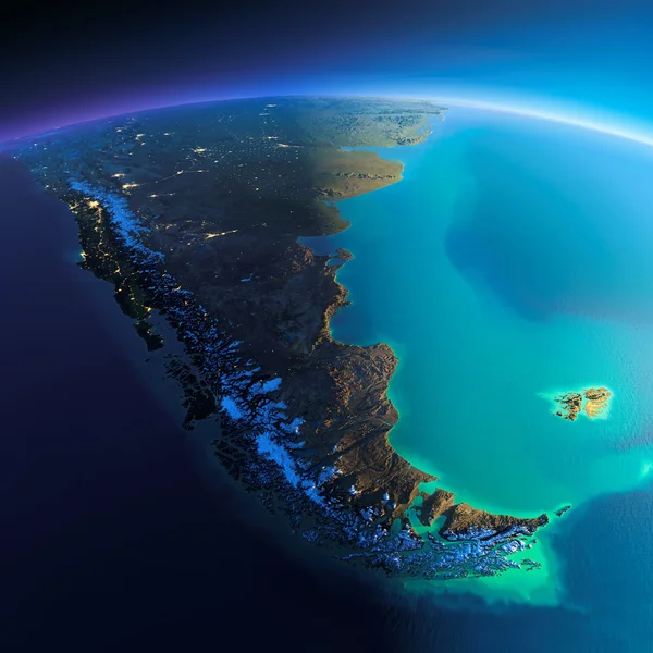 Gedetailleerde aarde. Zuid-Amerika. Tierra del fuego — Stockfoto