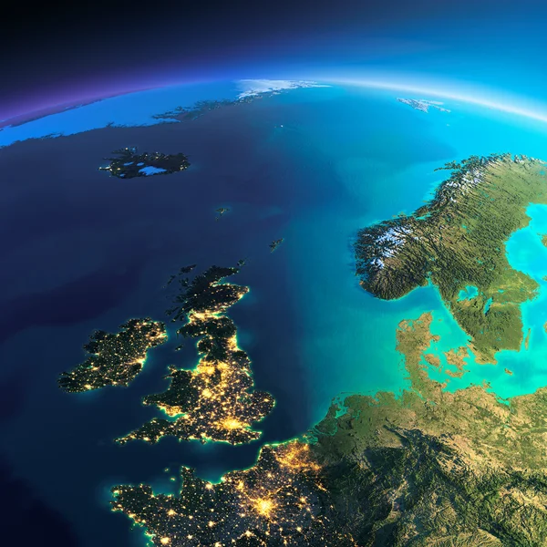 Detaillierte Erde. Vereinigtes Königreich und Nordsee — Stockfoto