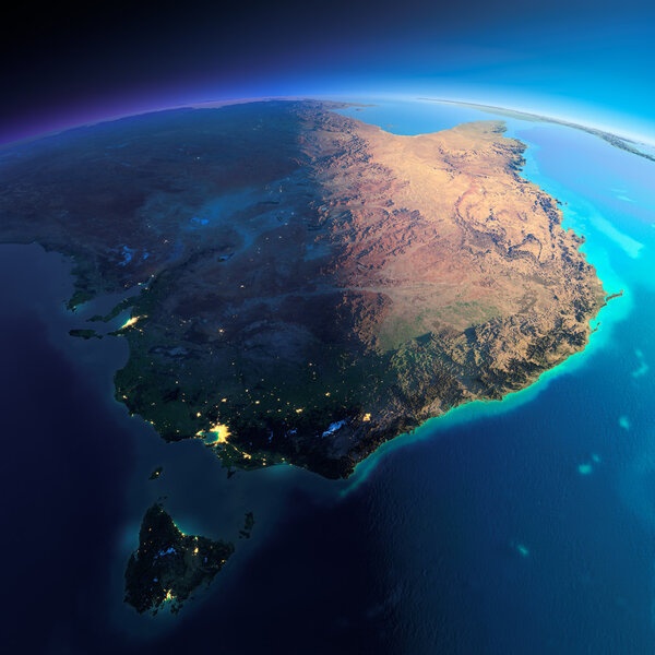 Detailed Earth. Australia and Tasmania