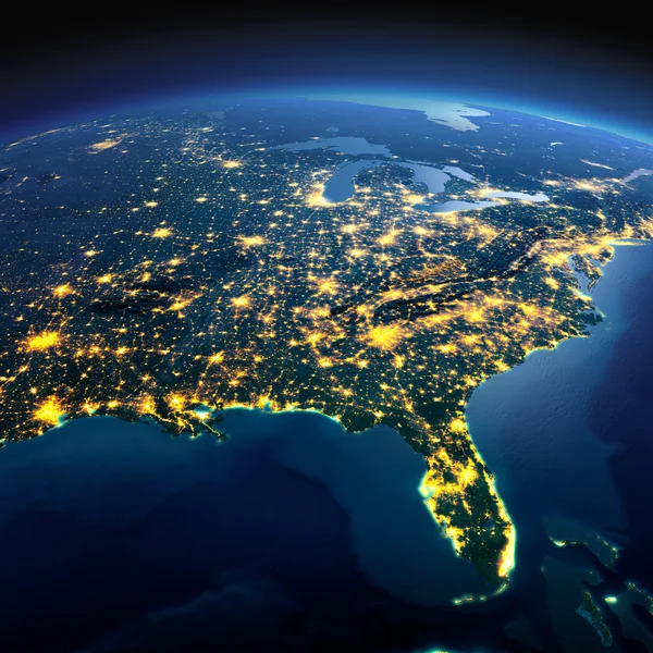 Detailed Earth. North America. USA. Gulf of Mexico and Florida o — Stock Photo, Image