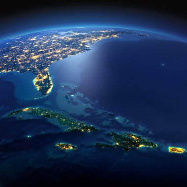 Detaylı toprak. Karayip Adaları. Küba, Haiti, Jamaical üzerinde bir mo