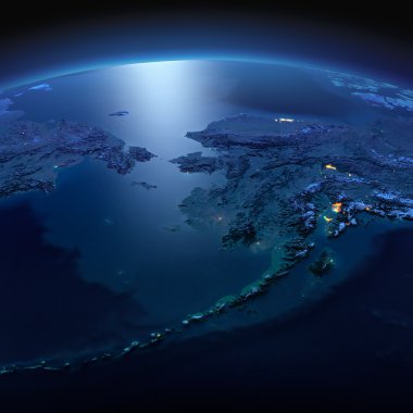 Detaylı toprak. Çukotka, Alaska ve bir ayda Bering Boğazı