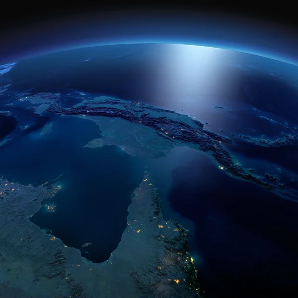 Tierra detallada. Australia y Papúa Nueva Guinea en una noche de luna — Foto de Stock