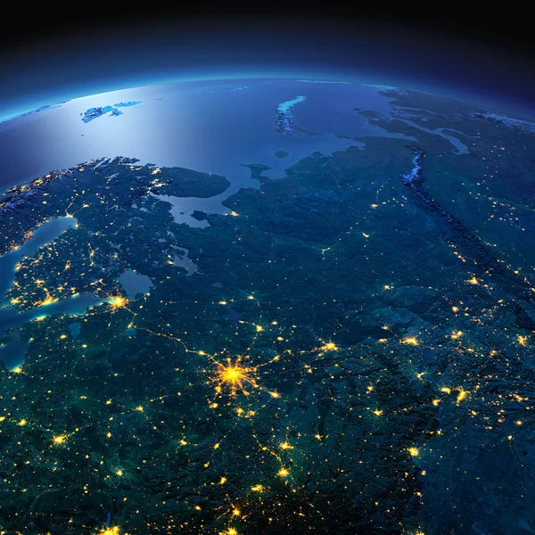 Detailed Earth. European part of Russia on a moonlit night — Stock Image Detailed Earth. European part of Russia on a moonlit night Stock Picture