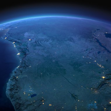 Detailed Earth. Southern Africa Angola and Congo on a moonlit ni clipart