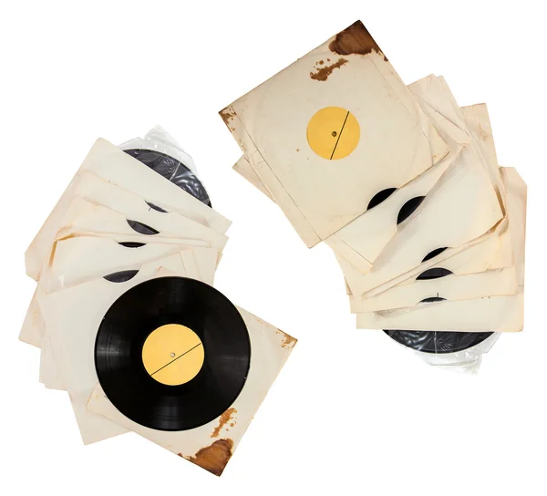 Anciens disques vinyles en couverture de papier — Photo