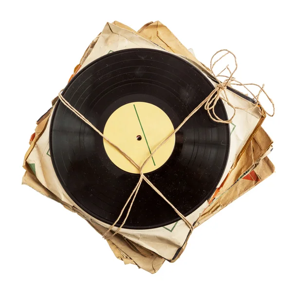 Stapelen van oude vinyl records — Stockfoto