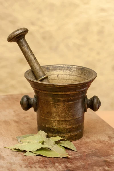 Mortero y mortero de bronce — Foto de Stock