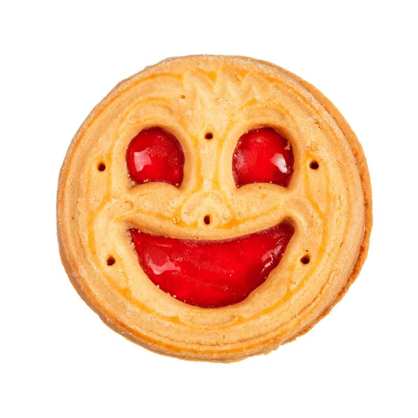 Galleta redonda con sonrisa aislada — Foto de Stock