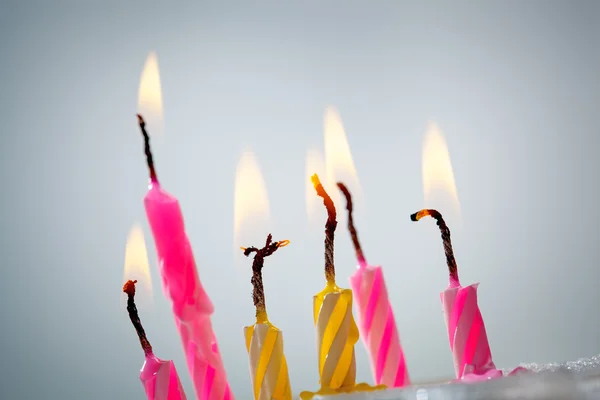 Seis velas acesas — Fotografia de Stock