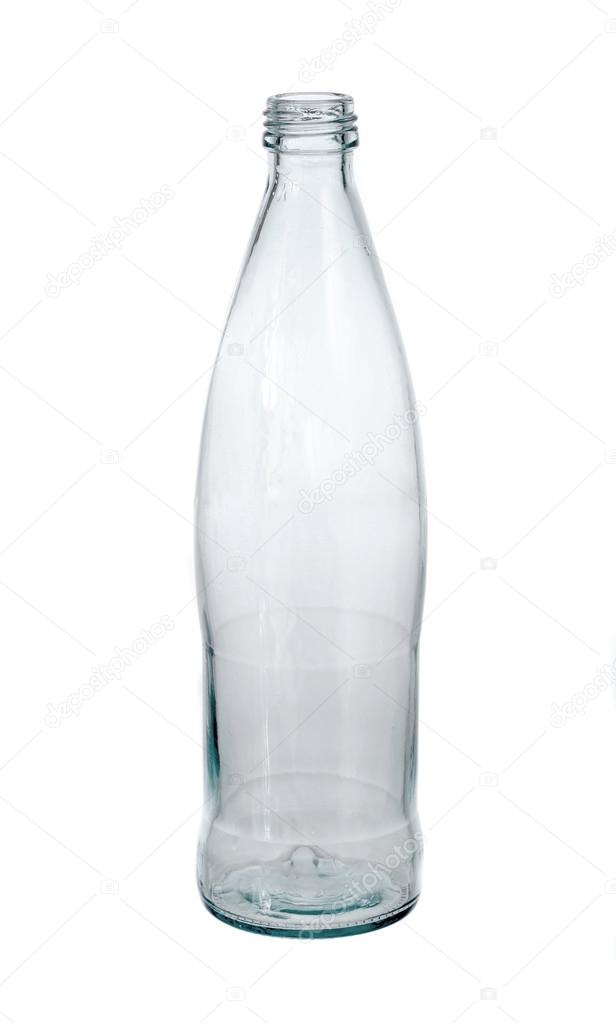 Empty transparent glass bottle isolated