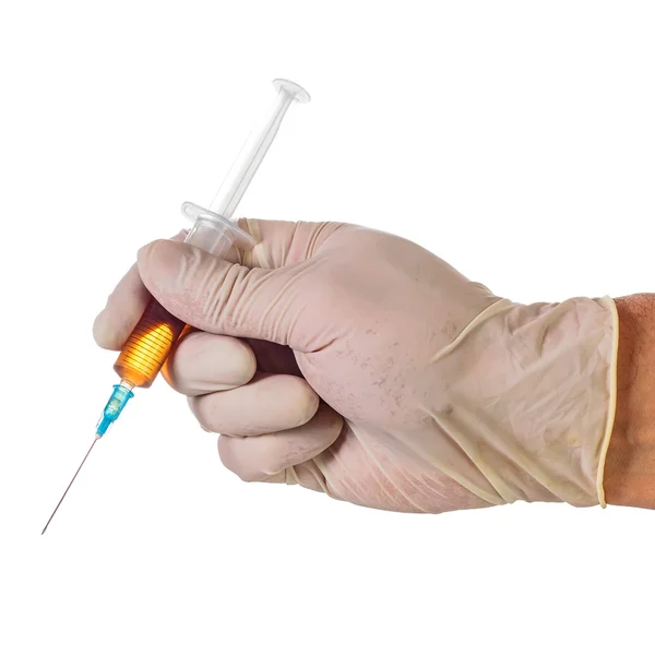 Syringe full of yellow drug — Stock Photo, Image