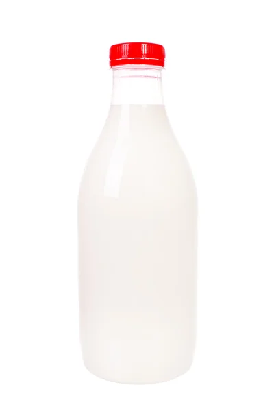 Bouteille de lait en plastique isolé sur blanc — Photo