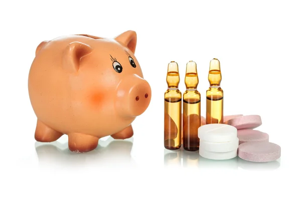 Piggy bank met drugs en stimulatiedosis — Stockfoto