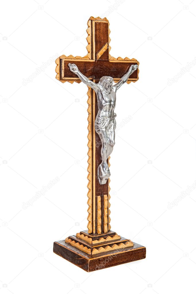 Wooden crucifix isolated