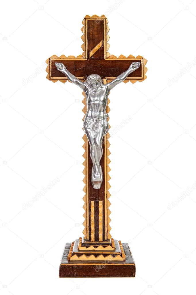 Wooden crucifix isolated